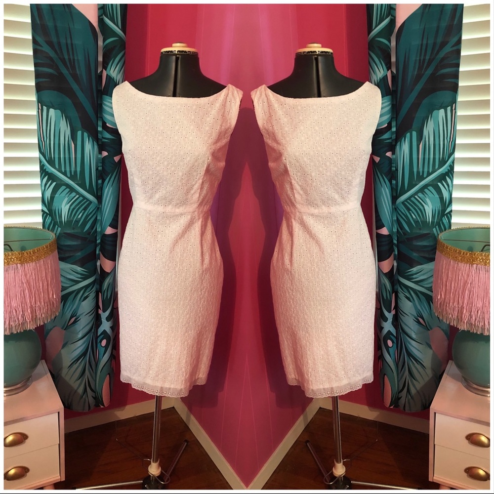 Custom Handmade Summer White Eyelet Wiggle Dress